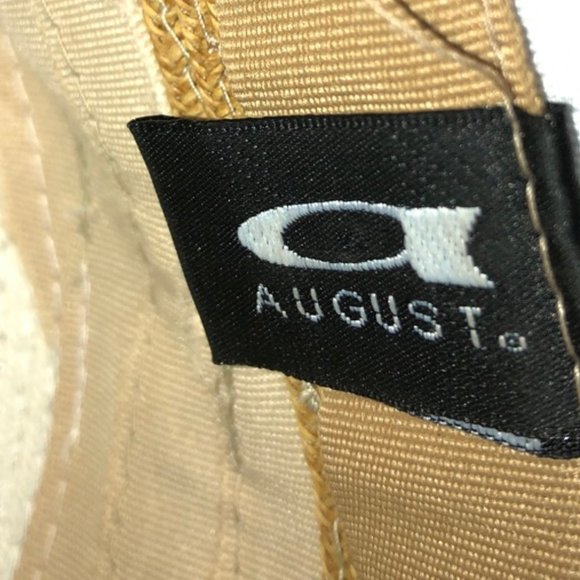 Stunning white tan wide brim cotton canvas straw black bow beach sun hat - Picture 2 of 9